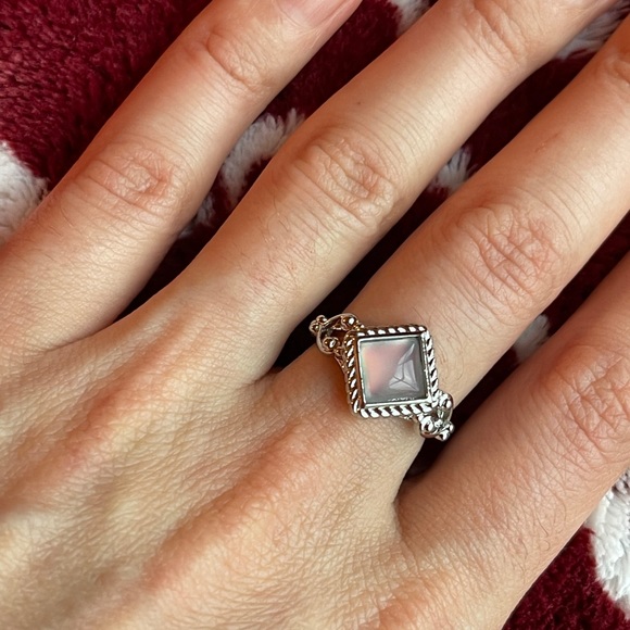 925 Silver Jewelry Princess Cut Opal Wedding Ring - Picture 7 of 8